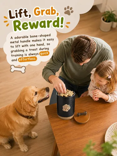 Vista 5 de Recipiente de almacenamiento para golosinas para perros para Paw Glinting Negro