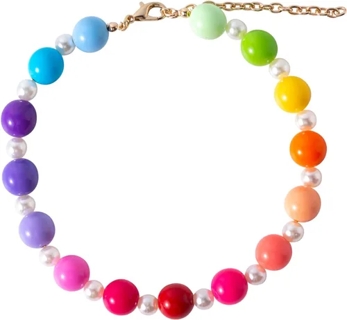 Vista 4 de Collar de perlas con cuentas para perro, hecho a mano, collar de perro elegante con campana, joyería para perros pequeños y cachorros