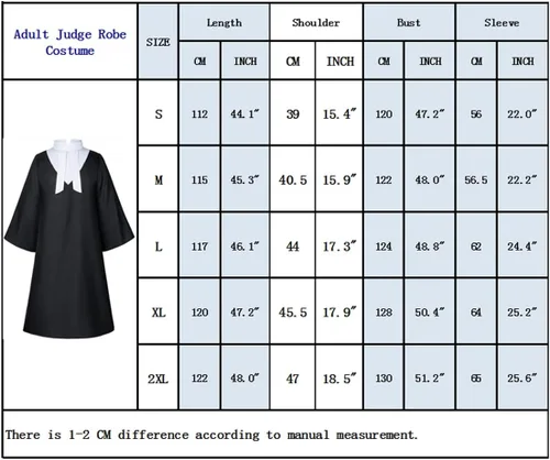 Vista 6 de Irtysh Halloween Robe Judge Lawyer Adult Kids Party Graduation Gown Costume Cosplay Wooden Gavel Wig Glasses Gloves set