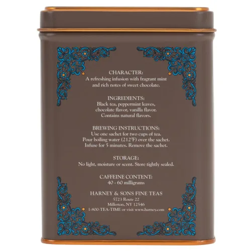 Vista 3 de Harney and Sons Chocolate Mint, Té Negro Saborizado - 20 Sobres por Lata