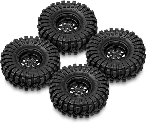 Vista 7 de Juego de ruedas Beadlock de 1.0 - 3.78 mm de desplazamiento para coche de oruga RC 1/18 1/24 Axial AX24 SCX24 FMS FCX24 TRX4M, Negro (W1004-T1014)
