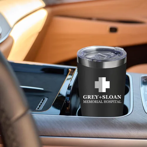 Vista 7 de Greys Grays Anatomy Merchandising, mercancía de programa de televisión, vaso de café helado de acero inoxidable aislado de 20 onzas con tapa, popote