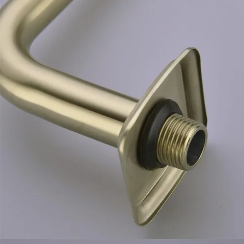 Vista 4 de TRUSTMI Brazo de ducha en forma de S de 13 pulgadas con brida, tubo de acero inoxidable extralarga soporte de cabezal de ducha de repuesto, oro Oro