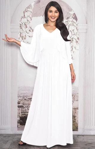 Vista 4 de KOH KOH Vestido largo de cóctel con cuello en V y mangas de murciélago para mujer