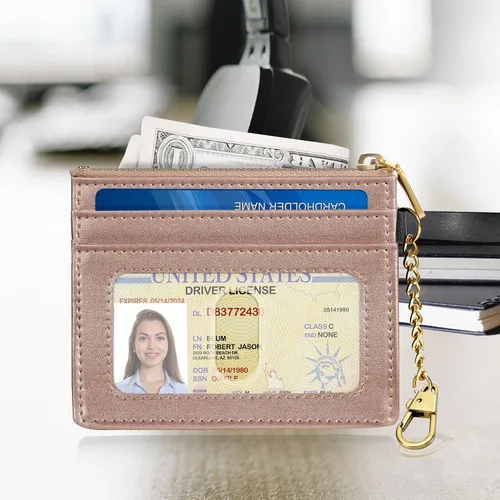 Vista 21 de SEAVILIA Tarjetero llavero cartera para mujer con ventana de identificación RFID monedero regalo abeja delgada minimalista pequeña cartera