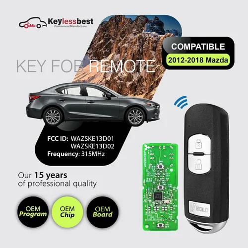 Vista 2 de Repuesto para Mazda 3 CX3 CX5 Speed3 Control remoto WAZSKE13D01 3 2012 2013 2014 2015 2016 2017 2018 3 botones 315MHz