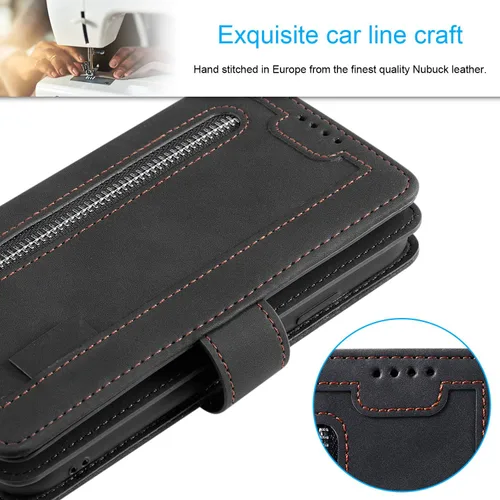 Vista 7 de UEEBAI Funda tipo cartera para Samsung Galaxy S9 Plus, Retro 9 ranuras para tarjetero con cremallera, bolsillo de piel sintética, cierre magnético