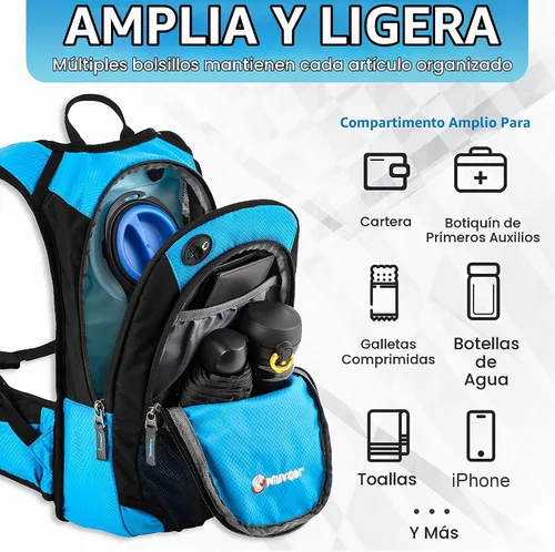 Vista 3 de Mochila de hidratación para senderismo con bolsa de agua - Miracol Bolsa de agua aislada con vejiga de 2L