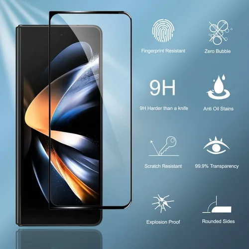 Vista 2 de UEEBAI Paquete de 2 protectores de pantalla para Samsung Galaxy Z Fold 5 5G, vidrio templado HD, protector de sensor transparente, fácil