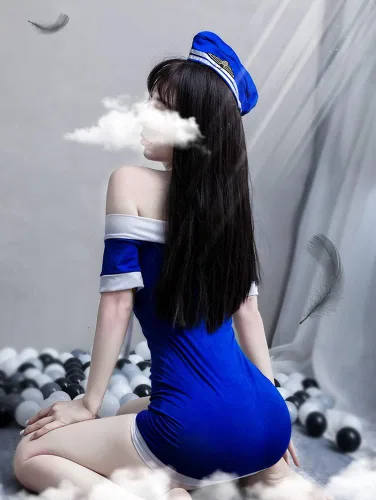 Vista 5 de Uniforme de aviación sexy, uniforme de asistente de vuelo, conjunto de ropa interior, cosplay, para mujer, fiesta retro