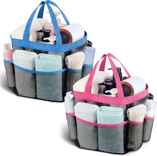 Vista 16 de Attmu Organizador de ducha de malla portátil, de secado rápido, bolsa de ducha colgante para dormitorio universitario, artículos esenciales de gran