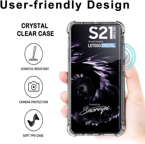 Vista 3 de Funda transparente para teléfono Samsung Galaxy S21 Plus 5G de 6.8 pulgadas Samsung Galaxy S21 Ultra 5G Clear Phone Case Shockproof Flexible TPU