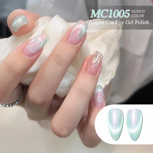 Vista 3 de Double Rhythm Juego de esmaltes de gel de ojo de gato, 6 colores, purpurina brillante con imán, holográfico, reflectante, magnético, UV, kit de arte
