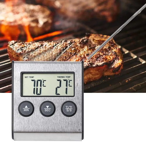 Vista 4 de Termómetro digital de cocina, termómetro LCD de cocina, termómetro de barbacoa para cocinar carne a la parrilla termómetro con función