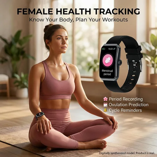 Vista 4 de Reloj de seguimiento de fitness para hombres y mujeres, color negro HD de 1.47 pulgadas, frecuencia cardíaca 24/7, oxígeno en sangre, monitor