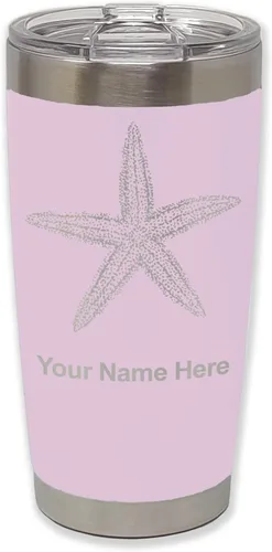 Vista 15 de LaserGram 20oz Vacuum Insulated Tumbler Mug, Starfish, Personalized Engraving Included (Black)