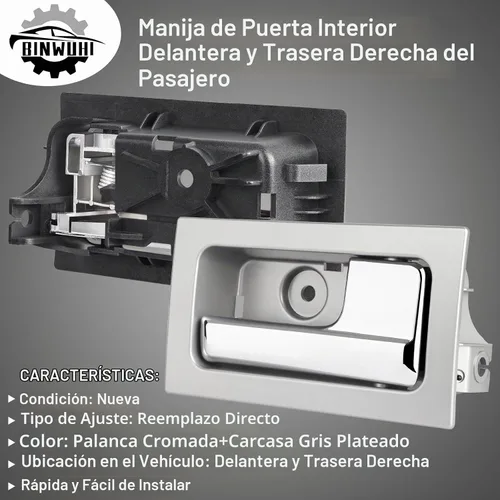 Vista 4 de Manija de puerta interior delantera trasera derecha del lado del pasajero compatible con Ford F150 2009 2010 2011 2012 2013 2014, sustituye a OE