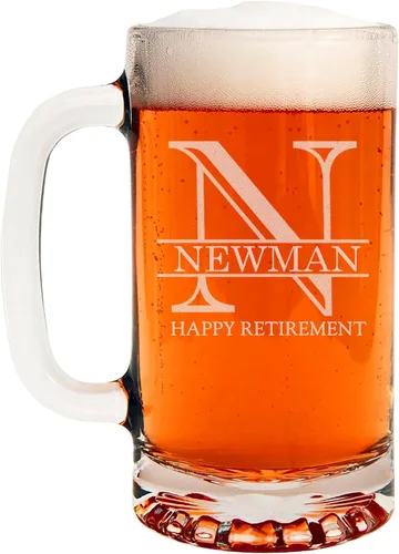 Vista 32 de Taza de cerveza de vidrio con monograma grabado de 16 onzas (letra A), regalos de cerveza personalizados de la A a la Z para hombres, Día del Padre