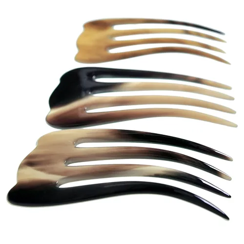 Vista 4 de Marycrafts Horn Buffalo Horn - Horno de 4 puntas, horquilla para el cabello, accesorios para el cabello para mujer
