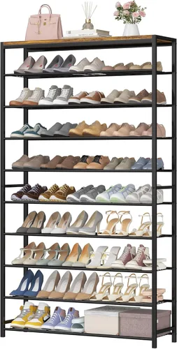 Vista 21 de HOMEFORT Zapatero de 5 niveles, estante de almacenamiento de zapatos, torre industrial para zapatos, organizador de zapatos estrecho para entrada