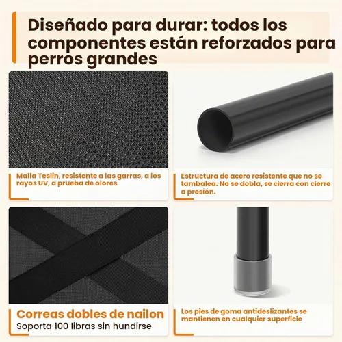 Vista 4 de Petsfit Cama elevada de 42 pulgadas para perros grandes, cuna