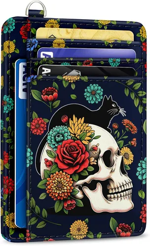 Vista 32 de Yonlevres Cartera delgada para tarjetas de crédito, cartera RFID para mujer, bolsillo frontal, soporte para tarjetas pequeñas, estuche para tarjetas