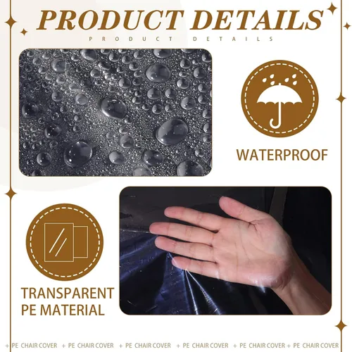 Vista 3 de Remagr 6 fundas de plástico para sillas, fundas de plástico para muebles para interiores y exteriores, impermeables, transparentes, a prueba