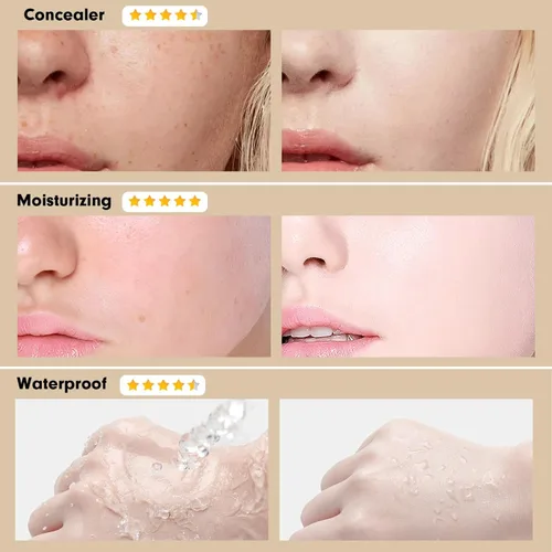 Vista 4 de Mushroom Head Air Cushion CC Cream - Base de maquillaje facial BB Cream para piel madura, corrector hidratante que ilumina el tono de piel uniforme