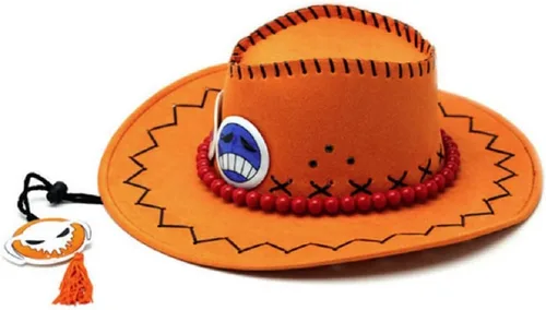 Vista 2 de GK-O D Ace - Sombrero de vaquero para disfraz, color blanco, regimiento de piratas, Ace, cosplay, moda
