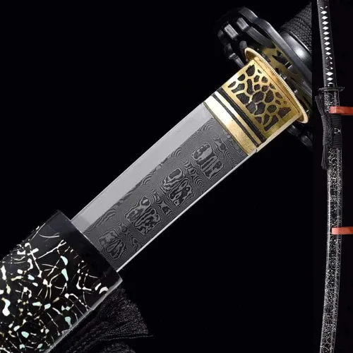 Vista 12 de Espada Katana de combate real hecha a mano, espada samurái afilada de espiga completa, acero de Damasco, acero 1095, cuchillos de acero templado T10