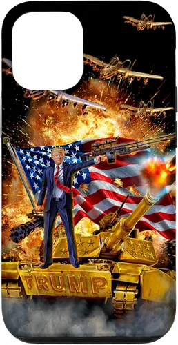 Vista 28 de iPhone 16 Presidente Donald Trump monta una funda dorada