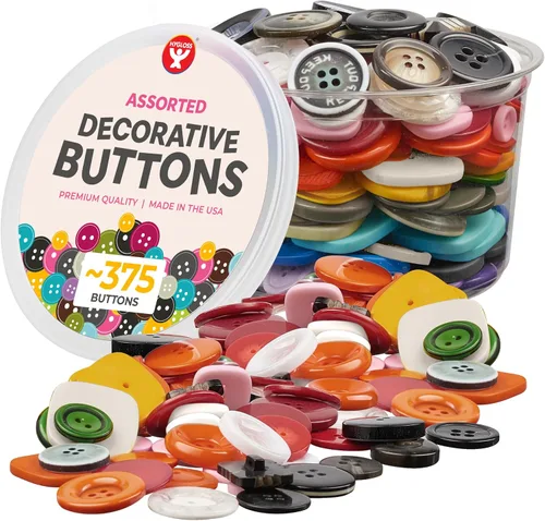 Vista 18 de 500 botones surtidos (aproximadamente) para manualidades – Contenedor a granel de 1 libra – Botones pequeños y grandes para coser, camisas, ropa