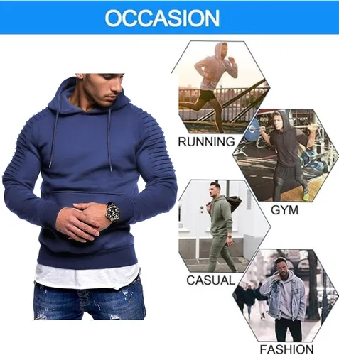 Vista 5 de COOFANDY Sudadera con capucha de entrenamiento para hombre, ligera, atlética, moderna, con bolsillo