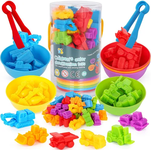 Vista 8 de Juegos de clasificación de animales por color con cuencos de clasificación Montessori sensorial, juguetes educativos tempranos para aprender