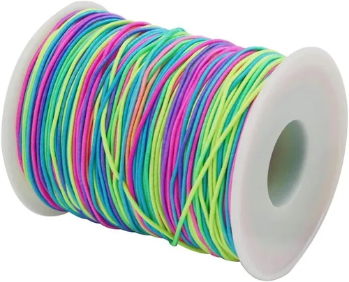 Vista 2 de Tenn Well - Cuerda elástica de 1 mm, 328 pies, arcoíris, cuerda elástica para pulseras, cordón de cuentas para pulseras, collares, fabricación