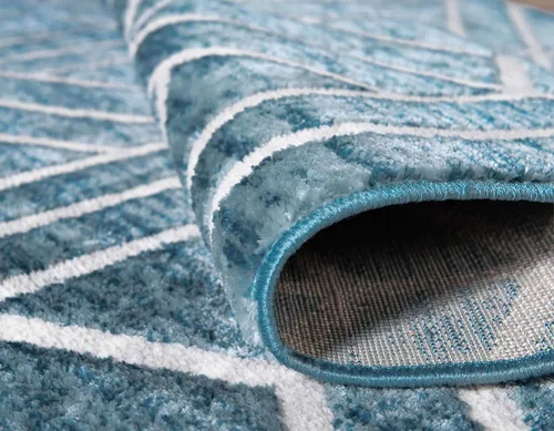 Vista 6 de Unique Loom Matrix Trellis Collection - Alfombra de área, diseño (2 pies x 6 pies 1 pulgada, color azul/marfil)