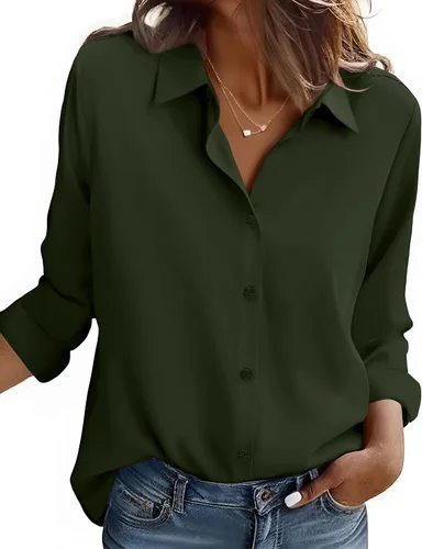 Vista 16 de ZEAGOO Camisa de manga larga con botones para mujer, blusas con estampado floral, trajes de trabajo casuales de negocios, tallas S-XXL