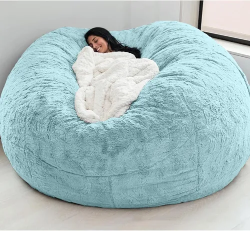 Vista 15 de HWOEK Puf de piel gigante para adultos, muebles de sala de estar, grande, redondo, suave, esponjoso, de piel sintética (sin relleno), funda de sofá