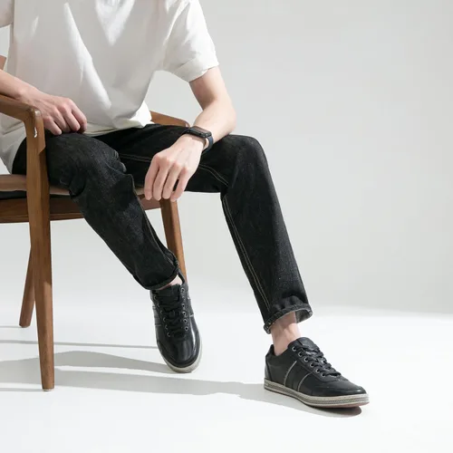 Vista 2 de Jousen Zapatos deportivos de cuero para hombre, estilo retro, para negocios, casuales, para hombres
