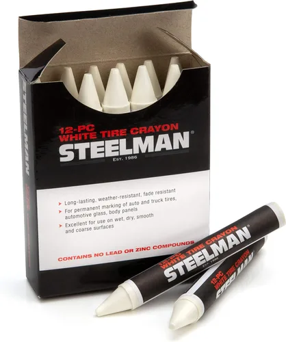 Vista 2 de Steelman Crayones de marcado de neumáticos blancos para mecánicos, para marcar daños en neumáticos húmedos y secos, caja de 12