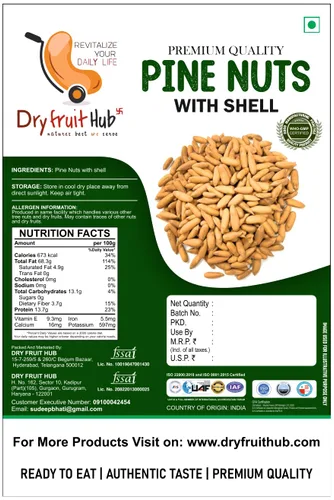Vista 2 de Dry Fruit Hub Piñones con cáscara 100gms Chilgoza Fruta seca Piñones Chilgoza