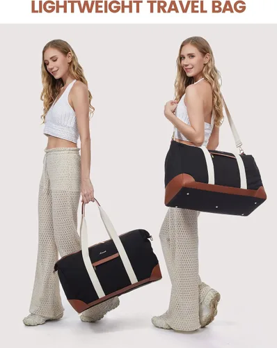 Vista 9 de LOVEVOOK Bolsa de viaje para mujer, bolsas de fin de semana, Negro -, Casual