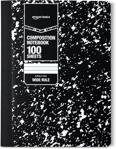 Vista 14 de Amazon Basics Cuaderno de composición, rayas universitarias, 100 hojas, 9.75 x 7.5 pulgadas, 1 paquete, mármol negro