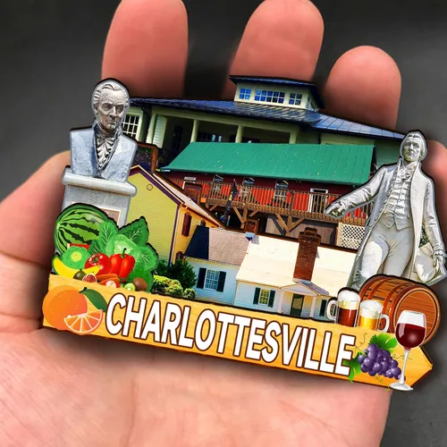 Vista 4 de Imán de madera de Charlottesville de Estados Unidos, imanes 3D para nevera, recuerdos coleccionables, decoración hecha a mano, 2