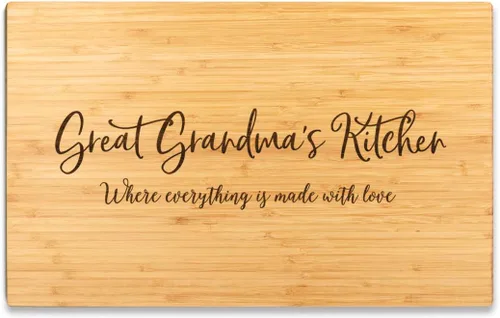 Vista 27 de Andaz Press Tabla de cortar grande de madera de bambú, 17.75 x 11 pulgadas, Aunt's Kitchen Where Everything is Made With Love, 1 paquete, tabla