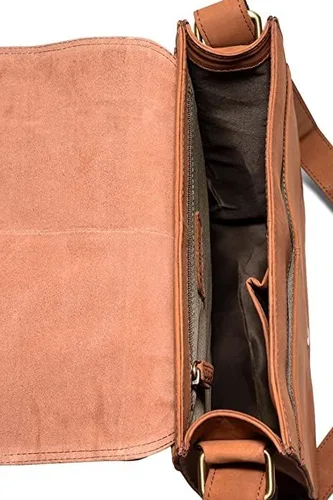 Vista 4 de LEABAGS Bolso de mensajero de cuero Cuero auténtico de búfalo hasta 13 pulgadas para laptop Bolsa de hombro Bandolera Maletín Trabajo Vintage