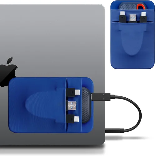 Vista 10 de Lacdo Funda portátil para disco duro externo, funda adhesiva de 2 bolsillos para portátil, compatible con discos duros externos de 2.5" Seagate, WD