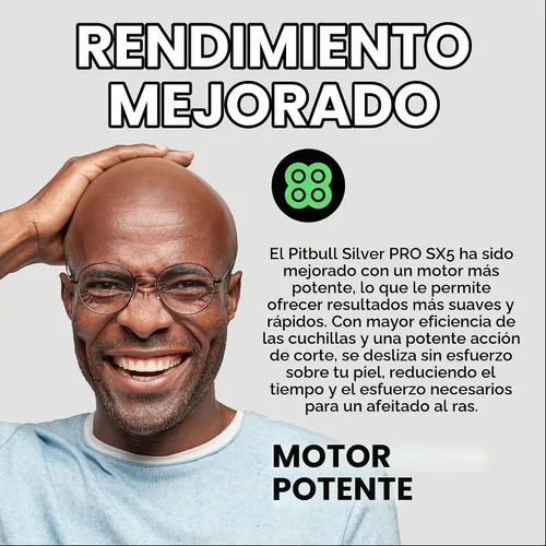 Vista 4 de Skull Shaver - Afeitadora de cabeza y cara Pitbull Silver PRO SX5