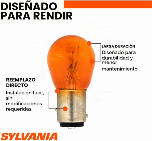 Vista 4 de SYLVANIA 1157A focos en miniatura de larga vida útil, color ámbar, contiene 2 focos