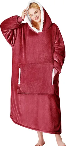 Vista 11 de yescool - Cobija con capucha, sudadera de franela de forro polar sherpa para adultos, mujeres y hombres, talla única